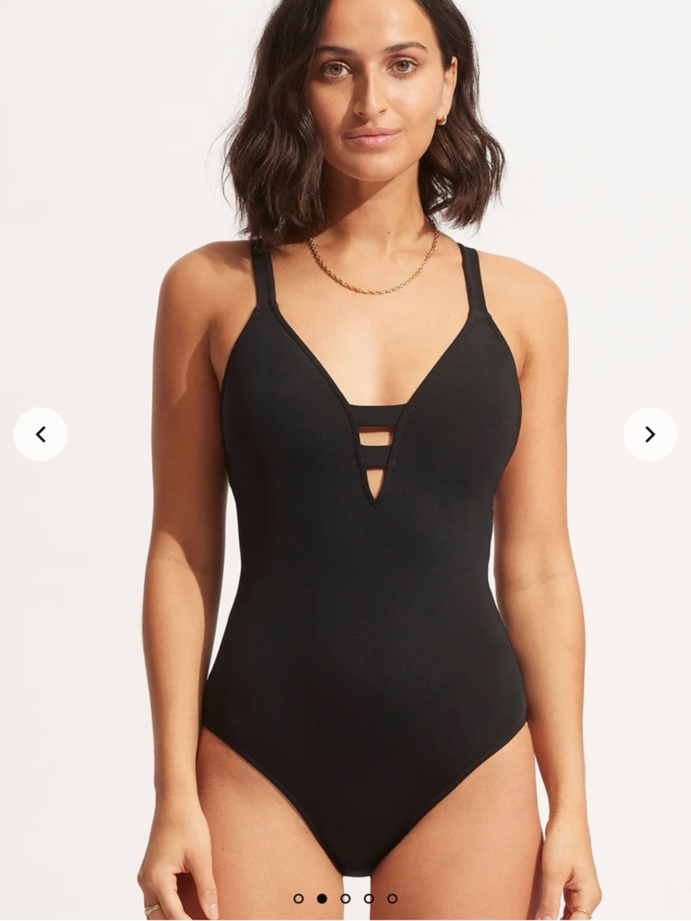 Seafolly Black One-Piece Swimsuit with Strappy V-Neck